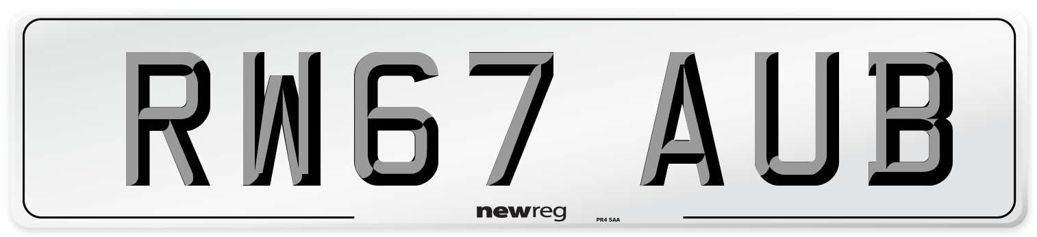 RW67 AUB Number Plate from New Reg